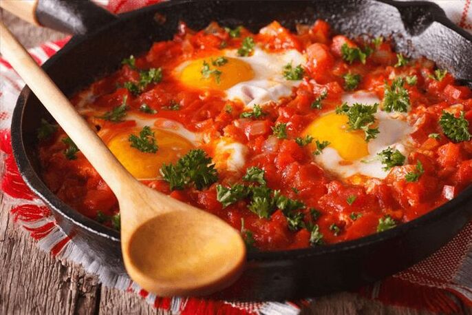 endog scrambled jeung tomat jeung peppers amis